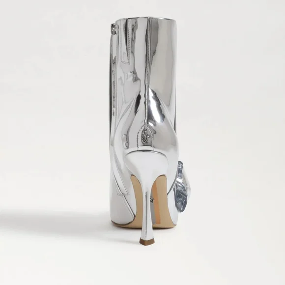 NEW Sam Edelman Esmae Stiletto Ankle Booties Silver Pointed Toes Size 6.5 - Picture 3 of 15